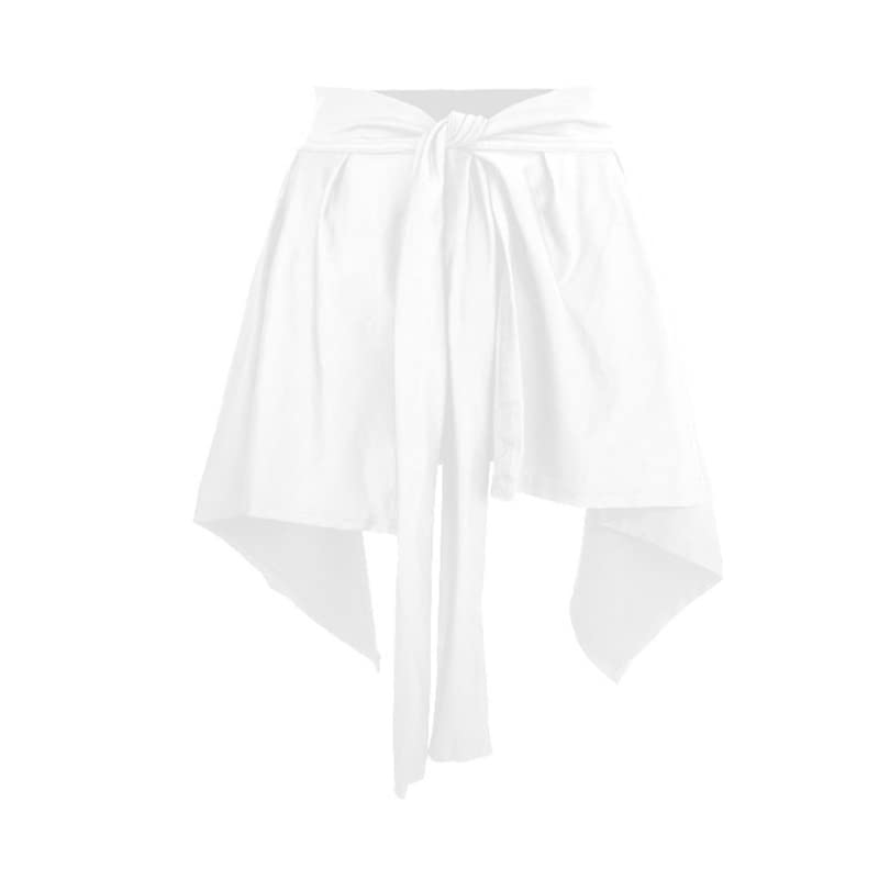Jupe Portefeuille en Mousseline de Soie Blanche Haut de Gamme avec Ceinture élastique