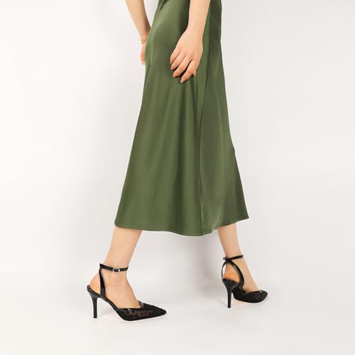 AUMOTED Women Mesh Kitten Heels Pointed Toe Pumps Sexy High Heeled Pump for Wedding Office 3.5 Inches Dressy Shoes Mesh Black US Size 94