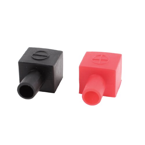 uxcell Motorcycle Battery Battery Terminal Cover Soft Plastic Insulation Boot Black Red Pair