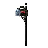ADDRESSES OF DISTINCTION Oak Standard Mailbox & Post Kit – Black Mailbox System – Includes Address Plaque, Numbers & Mounting Hardware – Rust Resistant Metal Mailbox with Decorative Finial