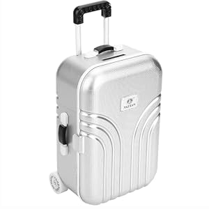 Silber Kreative Koffer Spardose, Mini Gepäck Sparschwein, Spardose Koffer, Kunststoff Rollkoffer Mini Gepäckbox , Niedliche Mini Trolley Gepäck Sparbüchse, (1 Stück Silber)