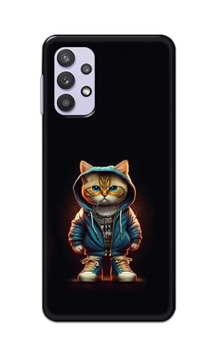 Image of PRINTFIDAA Printed Hard Back Cover Case for Samsung Galaxy M32 5G | Samsung Galaxy A32 5G Back Cover (Hipster Cat) -112