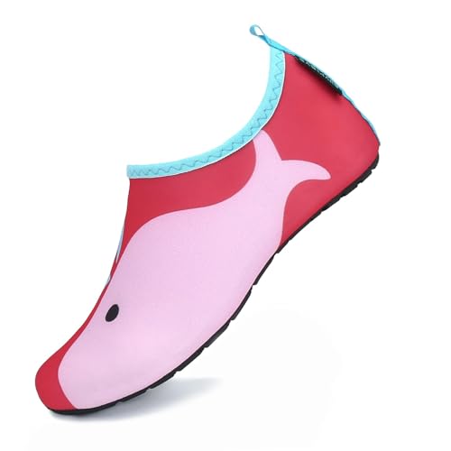 SAGUARO Niños Escarpines Niño Niña Escarpines Agua Antideslizante Zapatillas Agua Transpirable Zapatos Playa para Piscina Natación Surf Acuáticas Rojo,GR.24/25