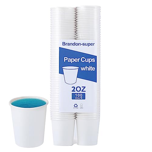 Brandon-super [100 Count - 2 oz] Small Paper Cups Mouthwash Cups Bathroom Cups Mini Cups Small Disposable Cups