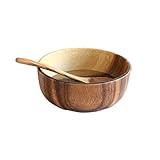BQQB 木 製 のサラダボウル 天然木使用 軽量 設 計 キッチン食 器 フルーツミキシン グ ボ ウ ル お しゃれテーブ ルウェア シン プ ル調 理 器 具 収納 便 利 家 庭 用 調 理 容 器 (16*7cm)