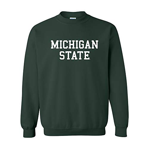 AW01 - Michigan State Spartans Basic Block CREW SWEATSHIRT - Small - Forest