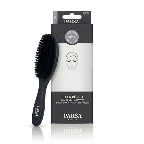 PARSA Beauty Sleek Bürste aus Birkenholz und Naturborsten Haarbürste für Sleek-Look Glanz & Styling von Babyhaaren