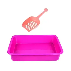 Tito Boo Pro Cat Litter Tray + Scooper - Premium Virgin Quality Cat Litter Accessories Multi-Colored ( 02Pcs Set )