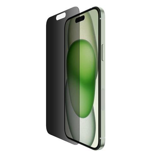 Belkin ScreenForce TemperedGlass Treated Privacy Screen Protector for iPhone 15 Plus and 14 Pro Max- Slim & Scratch-Resistant - Includes Easy Align Tray for Bubble Free Application by Belkin - Used condition - CA$21.32