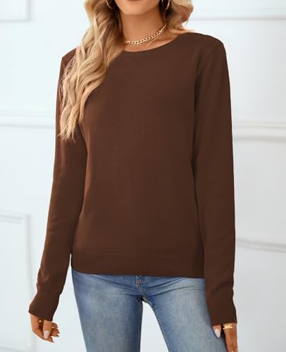 Image of QUALFORT Women's 100% Cotton Sweater, Basic Lightweight Long Sleeve Pullover