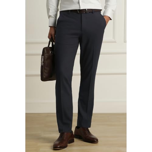 Image of Van Heusen Men Mid Rise Slim Fit Cotton Blend Workwear Trouser