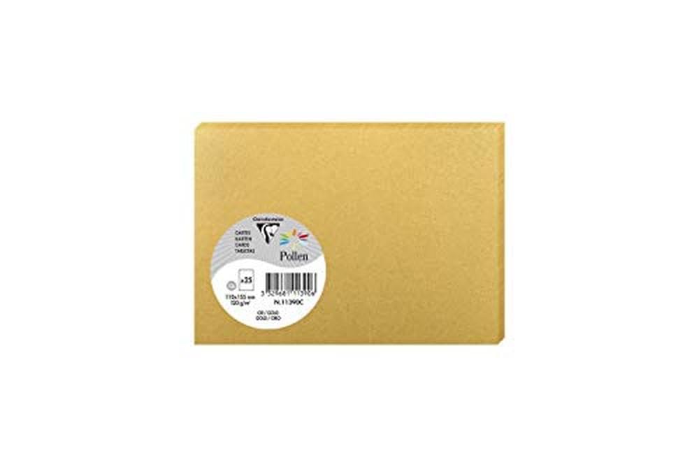 Clairefontaine 111390C Gold Iridescent Paper Pack of 25 Plain Cards C6 (11x15,5cm) 210gsm Invitation Events Correspondence Pollen Range Smooth Premium Paper