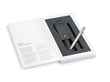 LAMY Set aus 1x swift Tintenroller 330 aus Edelstahl in mattem Lack-Finish und 1x Echtleder-Etui in der Farbe schwarz für zwei Schreibgeräte, inkl. Tintenroller-Mine M 66 B blau