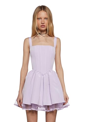 Dolls Kill Magic Moves Corset Dress by Sugar Thrillz – Taffeta Corset Dress with Fishnet Mesh Petticoat & Lace-Up Back