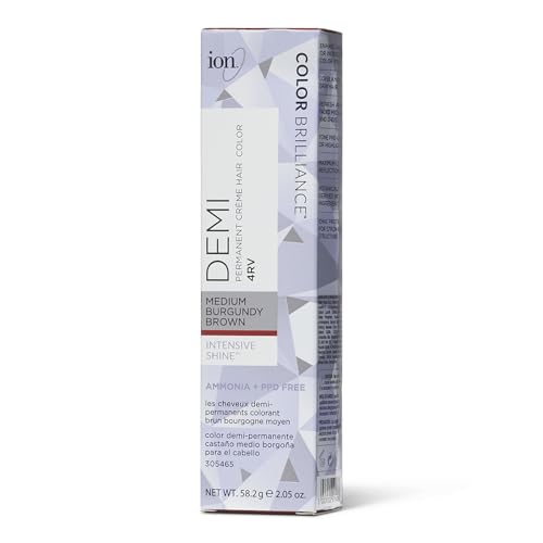 Ion Intensive Shine 4RV Medium Burgundy Brown Demi Permanent Creme Hair Color 4RV Medium Burgundy Brown