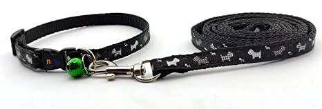 Woofy Dog Collar and Leash Set Puppy Printed, Adjustable Nylon Collar with Leash for Cat and Puppy, Quick Release and Breathable Collar Set for Puppies, Dog & Cat 10 MM (Black, Animal Print) (B0B12QFQW9) Amazon Price History, Amazon Price Tracker