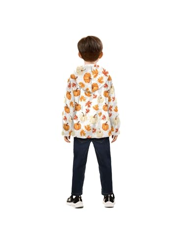 Farm Maple Leaves Pumpkins Girls Fleece Jacket Girls Fall Jacket Boys Coats Zip Up Hoodie Children Outerwear 2-10T4