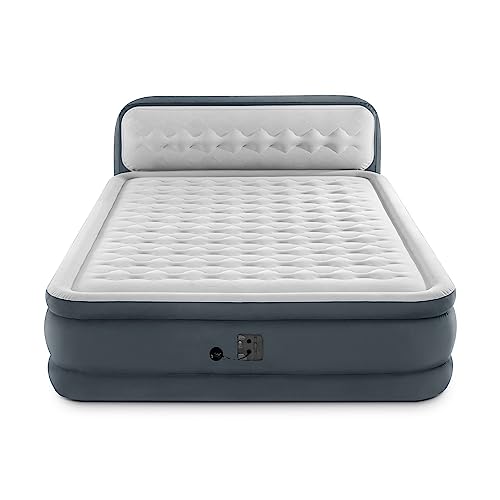 Image of Intex Dura-Beam 18-Inch Deluxe Queen Sized Air Mattress Comforting Bed with Built-in Electric Pump and Ultra Plush Supportive Headboard (2 Pack)
