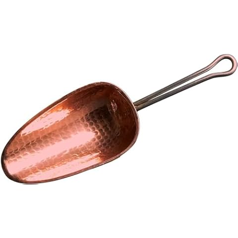 Sertodo Copper Scoop for Ice and Dry goods | Pure Copper, Heavy Gauge, Hand Hammered | Copper Handle | 1.5 Cup Capacity Cover