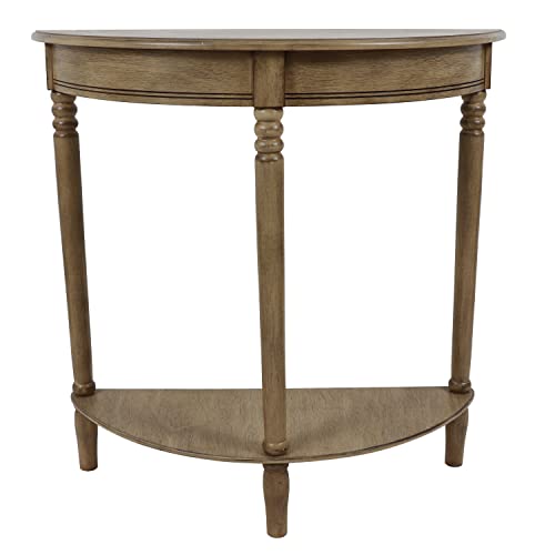 Decor Therapy Half Moon Entry Table, With Shelves & Easy Assembly, Farmhouse Entryway Table, Sahara, Wood - (28.5" x 11.8" x 28.5")