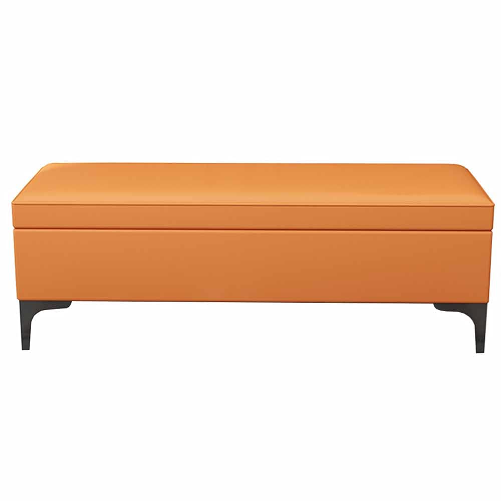 Banc d'assise haut de gamme en cuir PU marron et pieds métalliques
