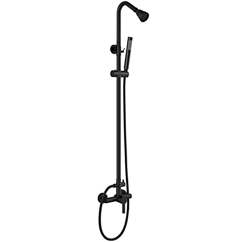 Aolemi Outdoor Shower Kit, Matte Black 2 Function Exposed Shower Combo Set, Wall Mount Single Handle Outdoor Shower System with Handheld Sprayer, Adjustable Slide Bar Exposed Shower Faucet Set Aolemi Outdoor Shower Kit, Matte Black 2 Function Exposed Shower Combo Set, Wall Mount Single Handle Outdoor Shower System with Handheld Sprayer, Adjustable Slide Bar Exposed Shower Faucet Set