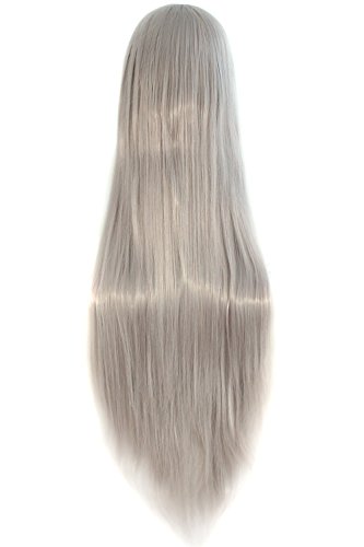 MapofBeauty 32 Inch/ 80 cm Long Straight Anime Costume Cosplay Wig Party Wig (Gray)