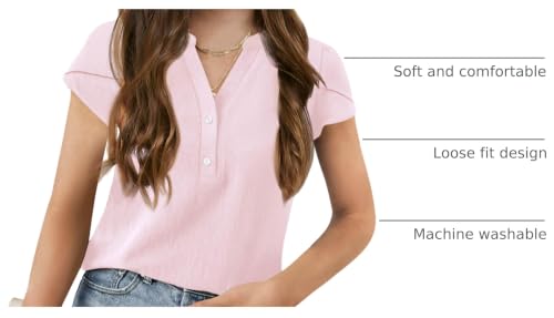 Image of Haloumoning Girls Petal Short Sleeve T Shirts V-Neck Tops