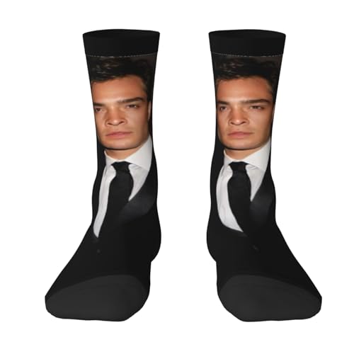 Belikerem Chuck Bass Socks Ed Westwick Unisex Funny Crew Sock Soft Socks Hiking Athletic Socks Gifts for Men Women 5-11