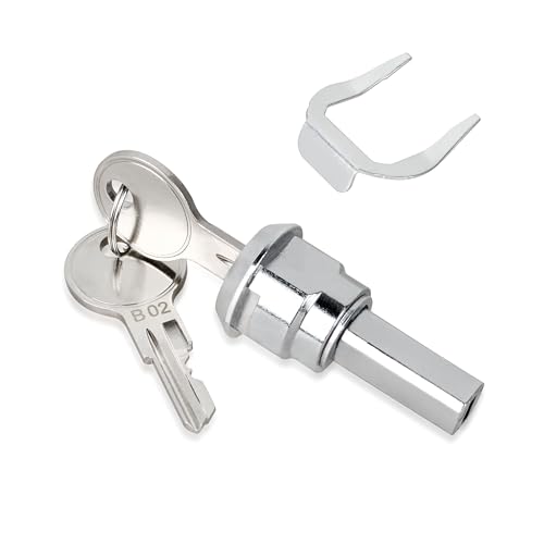 A Set Silver Universal Stainless Toolbox Locks with Keys, Toolbox Iron Cabinet Insert Linkage Drawer Lock Set,180° Rotation Unlocking, Cabinet Hardware