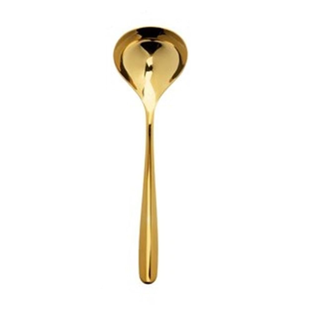 Cucharón de Sopa Cucharón de sopa mango largo acero inoxidable for el hogar Cucharas para Cocinar(Gold)