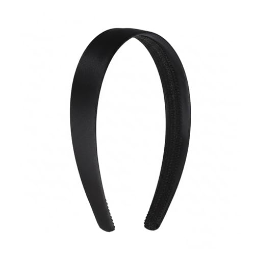 Satin Hard Headband for Women and Girls, Black 1 Inch Wide No Teeth Headband -Auroly