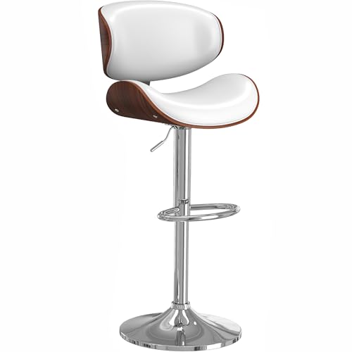 Image of YaFiti Bar Stools Set, Bar Stools for Kitchen Island with Bentwood Back and Leather Seat, Swivel Bar Stool for Kitchen Counter, Bar, White