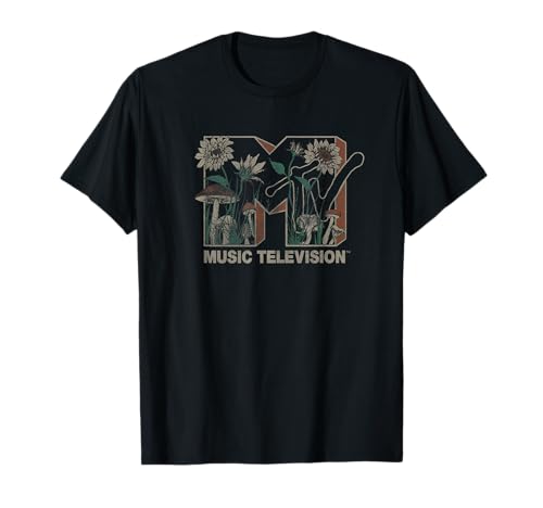 MTV Music Television Wild Flower Mushrooms MTV Logo T-Shirt Small