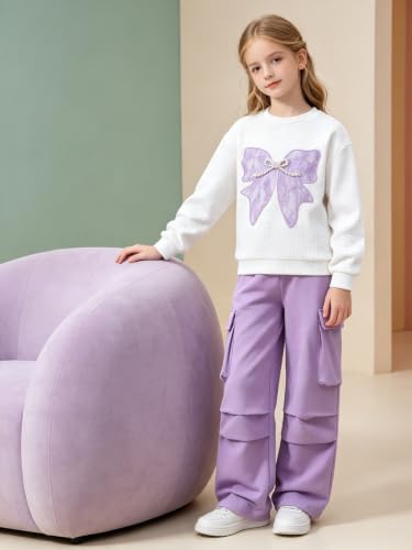 Image of Girls Clothes 2 Piece Hoodie Sweatshirt + Cargo Pants Fall Winter Outfits for Teen Tween Girls 7-14 Years