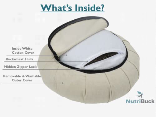 Image of Buckwheat ZAFU Meditation Cushion Filled with Buckwheat Hulls (Creamish)