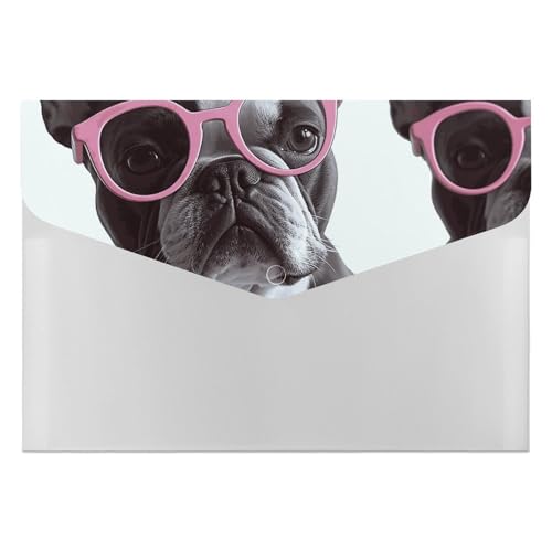 Porte-documents bouledogue français rose pour un bureau à la maison ordonné