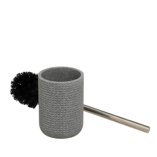 Escobillero cilíndrico Grabado de Resina Gris de Ø 10x37 cm