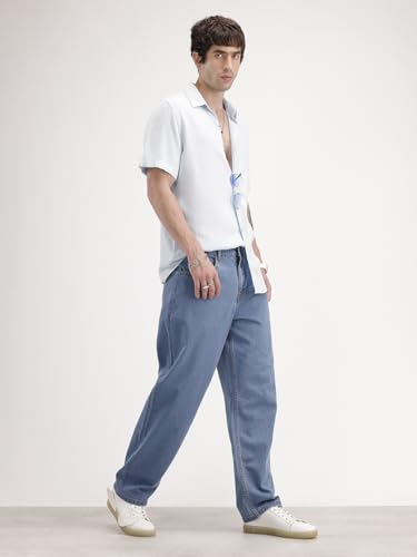 Image of WROGN Men's Pure Cotton Jeans | Solid | Loose Fit