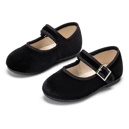 Image of PHIRAMIN Toddler Flower Girl Glitter Dress Shoes Little Girl Ballet Flats Bow Wedding Party