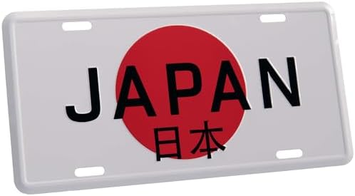 Pickwicks Japan Flag License Plate - Metal Stamped Japanese JDM Tokyo Car Tag Sign 日本 Nihon, White image 5