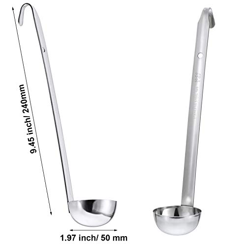 meekoo 3 Pieces Stainless Steel Ladle Soup Handle Ladle with Pouring Rim for Kitchen Cooking Soup Sauce(1 oz)