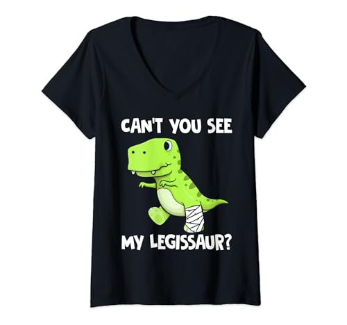 Mujer Can't You See My Legissaur, divertido dinosaurio T-Rex Camiseta Cuello V