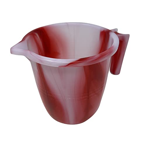 HTUK® Carafe à eau en plastique avec poignée, couleurs assorties, bec verseur de 1,5 litre, tasses en plastique pour salle de bain, lavage des cheveux (1 x rouge) Cover
