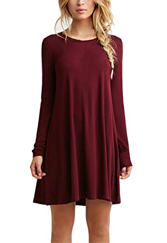 Image of TOPONSKY Women's Casual Plain Simple Loose Flowy Short-Sleeve T-Shirt Dress