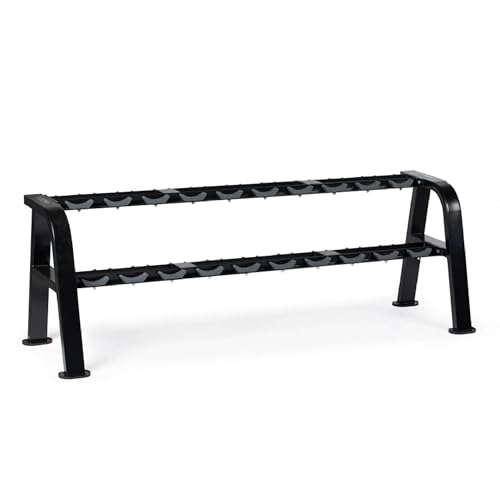 Titan Fitness 2 Tier Saddle-Style Dumbbell Weight Rack, Store 20 Round or Hex Head Dumbbells, Weight Storage System, Free Weight Organizer Stand for Home and Garage Gyms