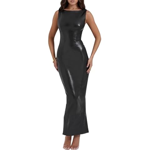 Zebaexf Faux Leather Bodycon Dress Cover