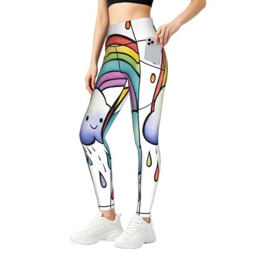 Leggings de yoga Rainbow Clouds para entrenamientos cómodos y paseos activos