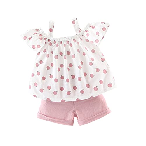 Conjunto de verano para niña pequeña con camiseta rosa sin mangas
