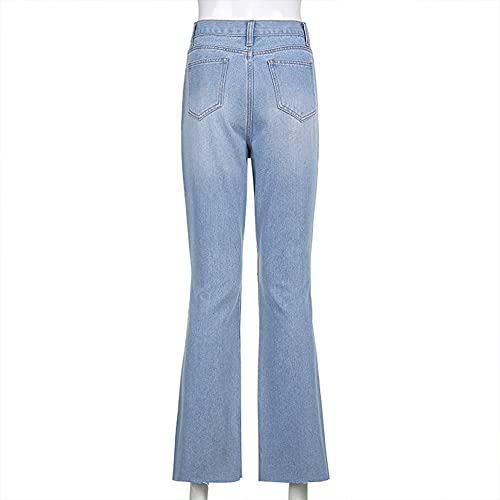 CHICFOR Women’s Zipped High Waist Ripped Flare Denim Pants Jeans Trousers4